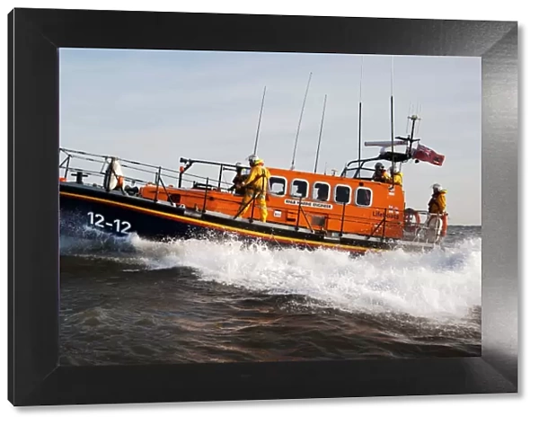 Bridlington Mersey class lifeboat Marine Engineer 12-12 moving from right to left