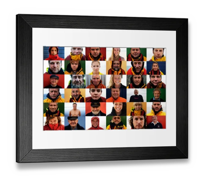 Framed Print : Montage of portrait shots taken by Nigel Millard and used in the outdoor exhibition that accompanied Nigels book The Lifeboat: Courage on our Coasts Framed Print : Montage of portrait shots taken by Nigel Millard and used in the outdoor exhibition that accompanied Nigels book The Lifeboat: Courage on our Coasts