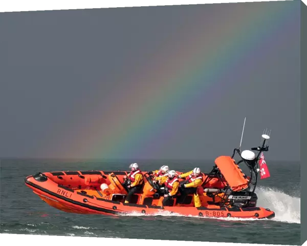 Bangor Atlantic 85 Jessie Hillyard in front of a rainbow