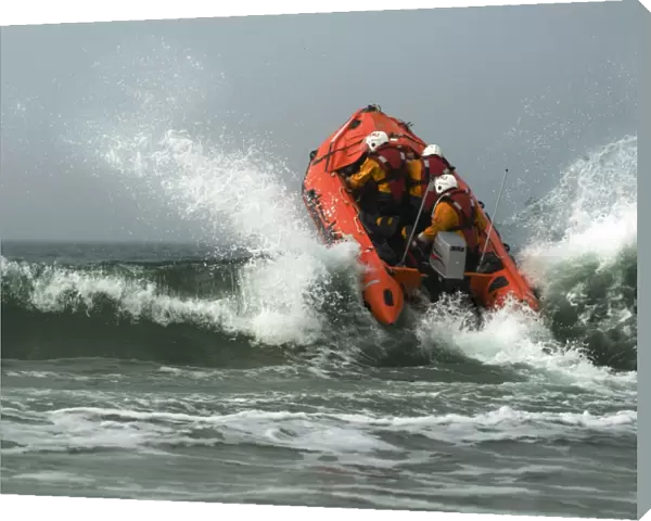 St Ives D class lifeboat in surf
