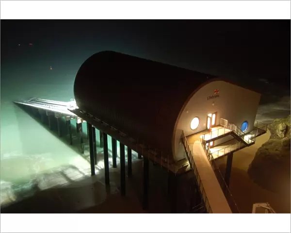 Padstow Lifeboat Station at night