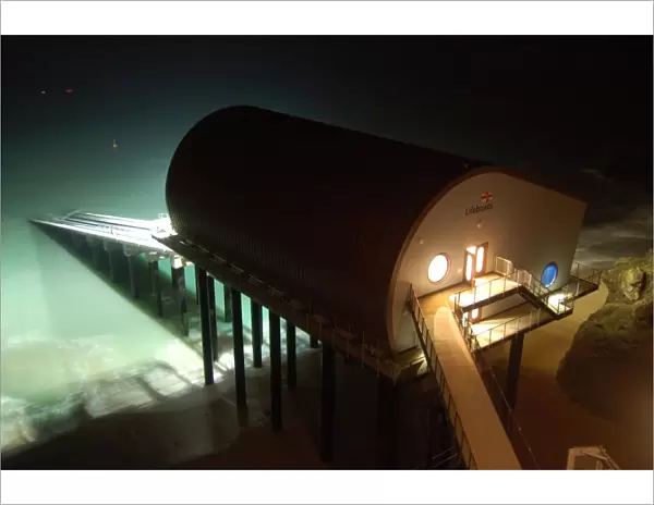 Padstow Lifeboat Station at night