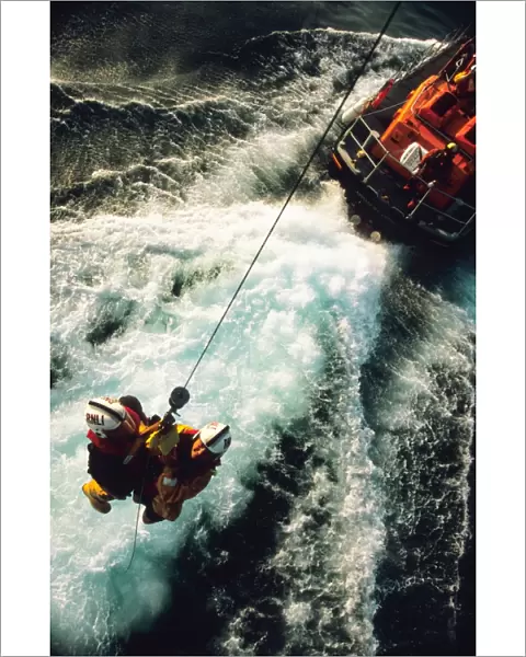 Appledore crew being winched from the lifeboat