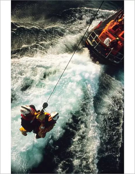 Appledore crew being winched from the lifeboat