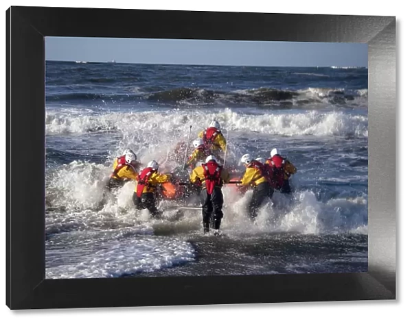 Redcar inshore lifeboat being launched