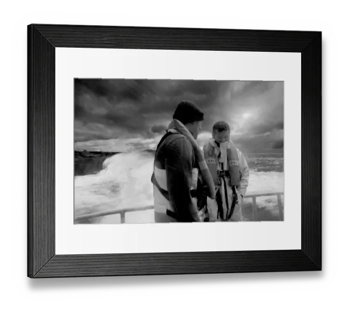 Framed Print : Two falmouth crew members onboard the Severn class lifeboat Rich Framed Print : Two falmouth crew members onboard the Severn class lifeboat Rich