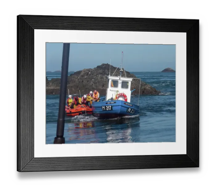 Framed Print : Rescue by St Davids D class inshore lifeboat Framed Print : Rescue by St Davids D class inshore lifeboat