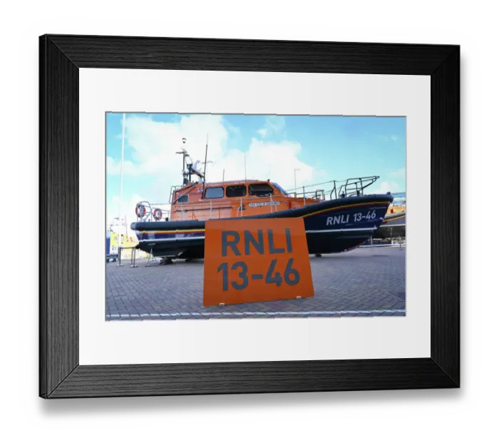 Framed Print : Launch a Memory event at the All-weather Lifeboat Centre (ALC) in Poole. Members of the public were invited to view the Wells-next-the-Sea Shannon class lifeboat Duke of Edinburgh 13-46 whilst on display at the ALC
