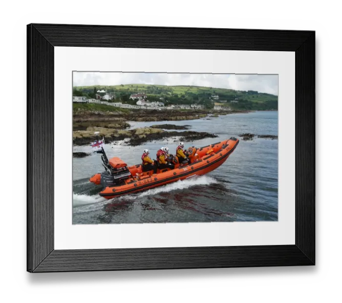 Framed Print : Atlantic 85 B-843 Geoffrey Charles moving thought the water with landsape in the background on the Red Bay Open Day Framed Print : Atlantic 85 B-843 Geoffrey Charles moving thought the water with landsape in the background on the Red Bay Open Day