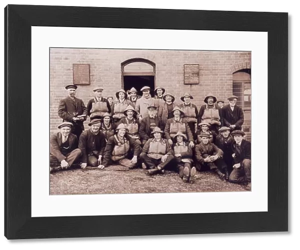 Group shot of the Rhoscolyn lifeboat crew. Top row L-R: Dick Jon