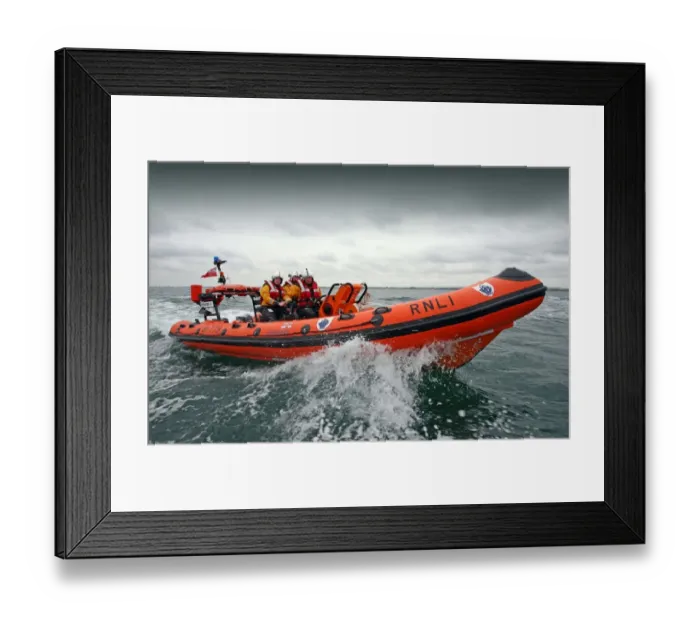 Framed Print : Littlehampton Atlantic 75 Blue Peter I B-779. Three crew on board, lifeboat moving from left to right Framed Print : Littlehampton Atlantic 75 Blue Peter I B-779. Three crew on board, lifeboat moving from left to right