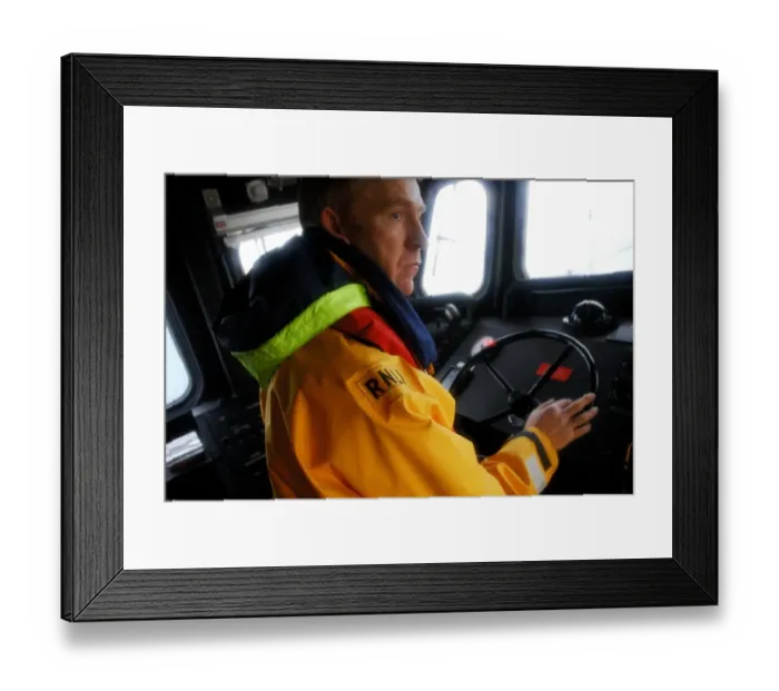 Framed Print : Barra Island coxswain Donald MacLeod inside the wheelhouse of the severn class lifeboat Edna Windsor Framed Print : Barra Island coxswain Donald MacLeod inside the wheelhouse of the severn class lifeboat Edna Windsor