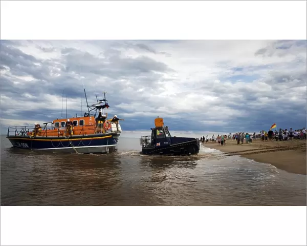 Skegness Mersey class lifeboat Lincolnshire Poacher being launched