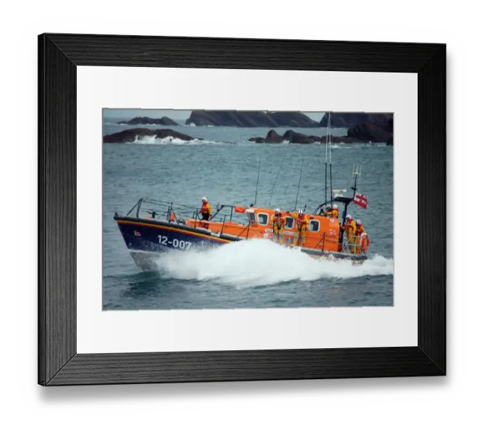 Framed Print : Ilfracombe Mersey class lifeboat Spirit of Derbyshire 12-007 during a demonstration at Ilfracombe Rescue Day Framed Print : Ilfracombe Mersey class lifeboat Spirit of Derbyshire 12-007 during a demonstration at Ilfracombe Rescue Day