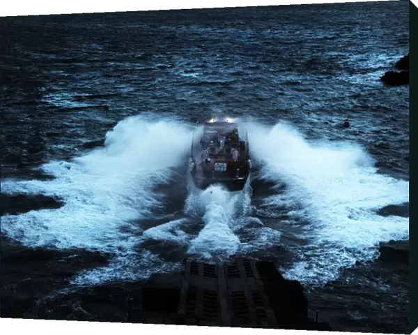 Launch of St Davids Tyne class lifeboat at night