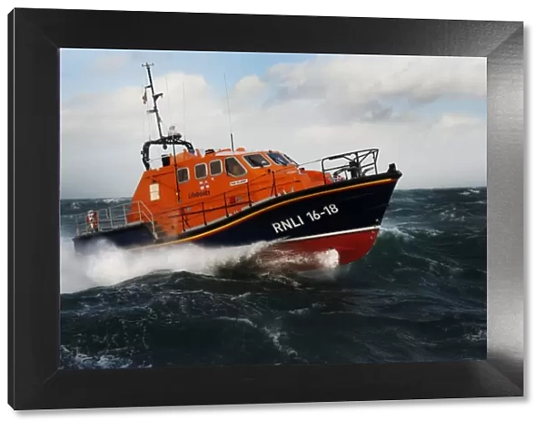 Kilmore Quay Tamar class lifeboat 16-18 Killarney. Lifeboat moving from left to right in choppy seas