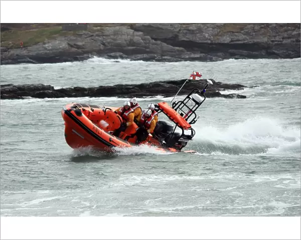 Trearddur Bay Atlantic 85 Hereford Endeavour B-847 following her naming ceremony by Prince William and Catherine Middleton. Lifeboat heading towards camera during demo