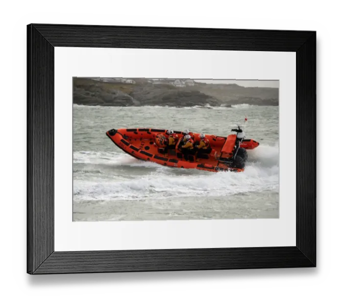 Framed Print : Trearddur Bay Atlantic 85 Hereford Endeavour B-847 following her naming ceremony by Prince William and Catherine Middleton. Lifeboat heading from right to left during demo Framed Print : Trearddur Bay Atlantic 85 Hereford Endeavour B-847 following her naming ceremony by Prince William and Catherine Middleton. Lifeboat heading from right to left during demo