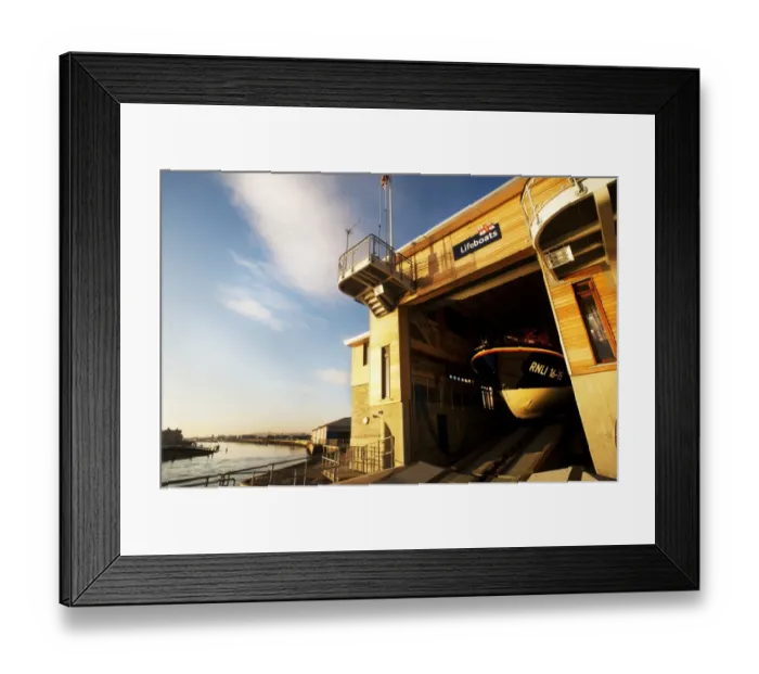 Framed Print : Shoreham Harbour lifeboat station with tamar class lifeboat Enid Collett 16-15 on the slipway