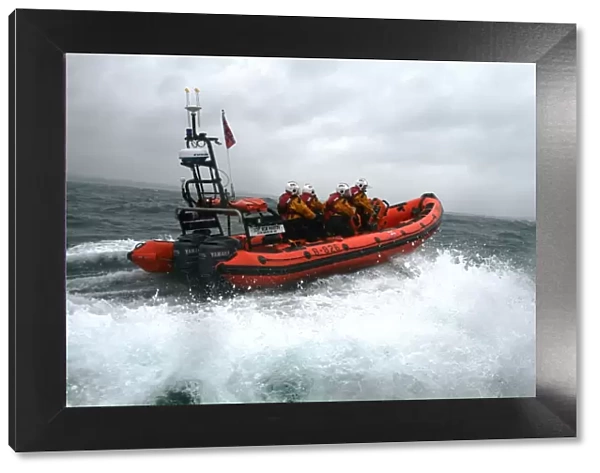 Poole Atlantic 85 class inshore lifeboat Sgt Bob Martin in rough seas