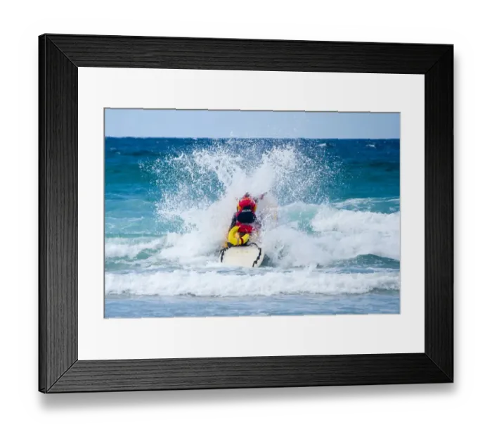 Framed Print : Lifeguard on a rescue watercraft at Watergate Bay Framed Print : Lifeguard on a rescue watercraft at Watergate Bay
