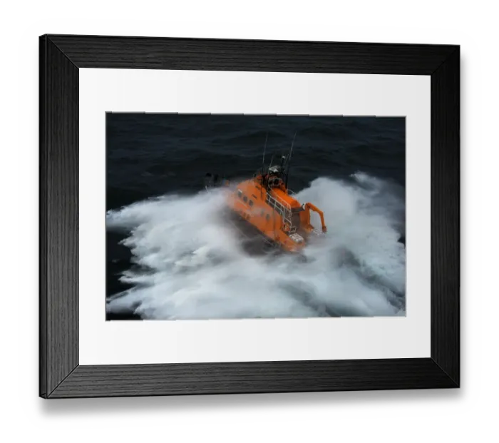 Framed Print : Valentia severn class lifeboat John and Margaret Doig 17-07. Aerial shot taken from Irish Coastguard helicopter, lots of white spray Framed Print : Valentia severn class lifeboat John and Margaret Doig 17-07. Aerial shot taken from Irish Coastguard helicopter, lots of white spray
