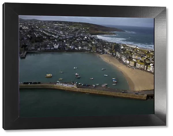 Aerial view of St Ives taken from RNAS Culdrose helicopter