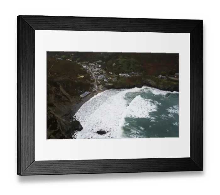 Framed Print : Aerial view of St Agnes, taken from RNAS Culdrose helicopter Framed Print : Aerial view of St Agnes, taken from RNAS Culdrose helicopter