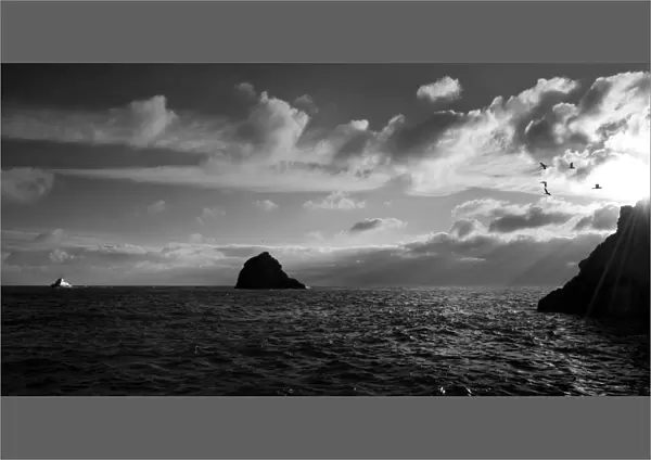 Torbay severn class lifeboat Alec and Christina Dyke 17-28 at sea, black and white