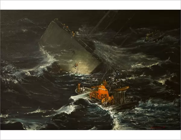 Painting of the Bonita service by the St Peter Port lifeboat