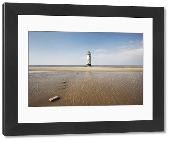 Landscape shot of lighthouse at Rhyl. Taken from beach