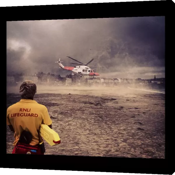 Weymouth lifeguard and rescue helicopter 106 on Weymouth beach. Third place in the Photographer of the Year 2012