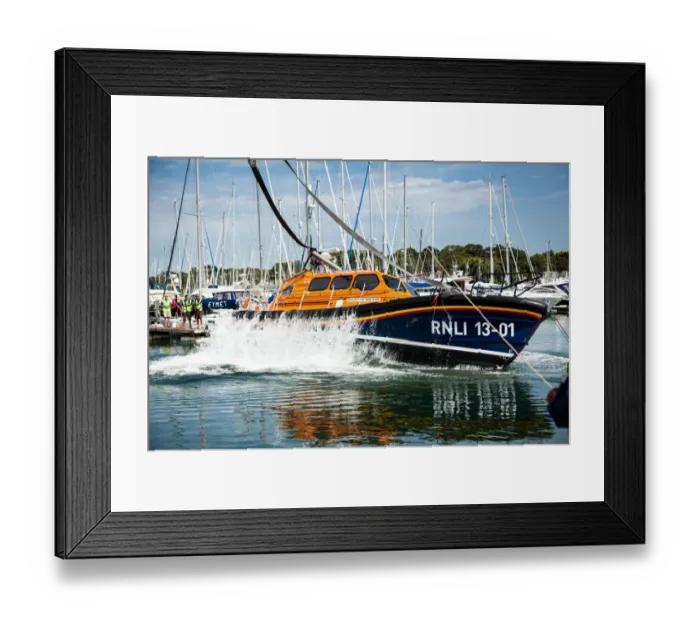Framed Print : Self-right test of the Shannon class lifeboat Jock and Annie Slater 13-01 at Berthons boatyard in Lymington