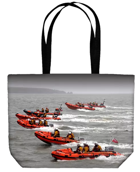 Exercise with eight lifeboats at Flat Holm. Lifeboats from Penarth, Burnham upon sea, Weston Super Mare and Portishead
