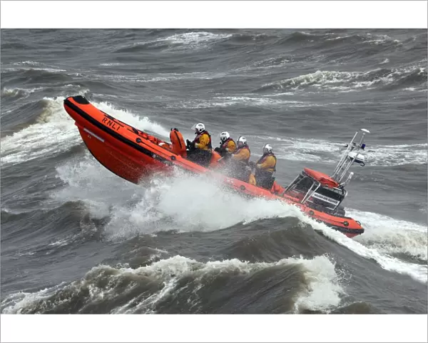 Blackpool Atlantic 85 inshore lifeboat William and Eleanor B-867 heading from right to left at speed
