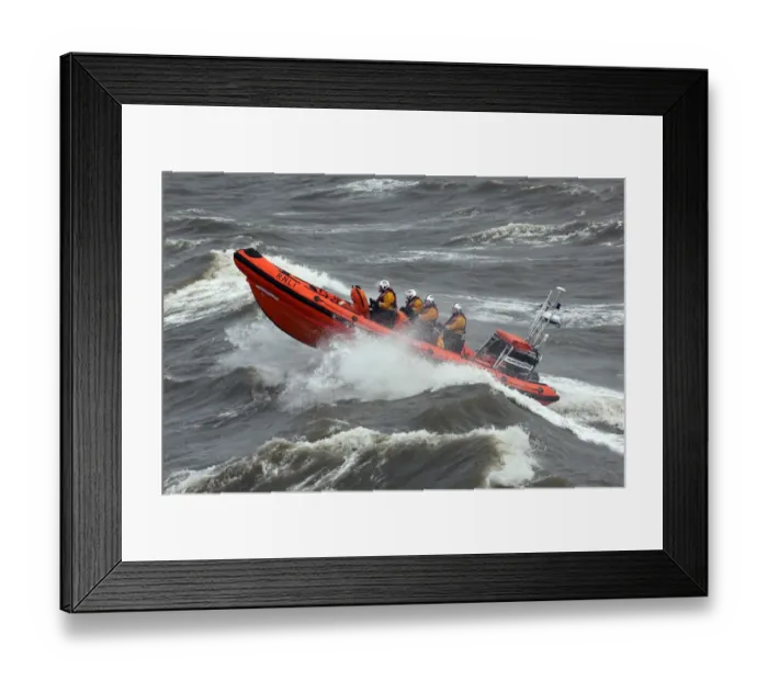 Framed Print : Blackpool Atlantic 85 inshore lifeboat William and Eleanor B-867 heading from right to left at speed Framed Print : Blackpool Atlantic 85 inshore lifeboat William and Eleanor B-867 heading from right to left at speed