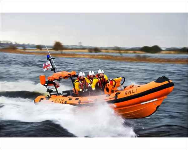 Lough Ree Atlantic 75 inshore lifeboat Dorothy Mary B-728 moving from left to right on exercise