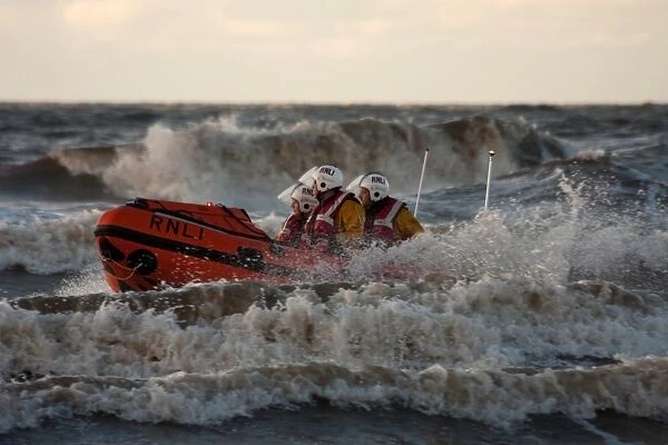 Blackpool D-class inshore lifeboat D-729 in surf
