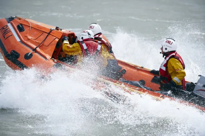 Framed Print : Eastbourne D-class inshore lifeboat Joan and Ted Wiseman 50 D-605. Close up shot, lifeboat moving from right to left, lots of white spray Framed Print : Eastbourne D-class inshore lifeboat Joan and Ted Wiseman 50 D-605. Close up shot, lifeboat moving from right to left, lots of white spray
