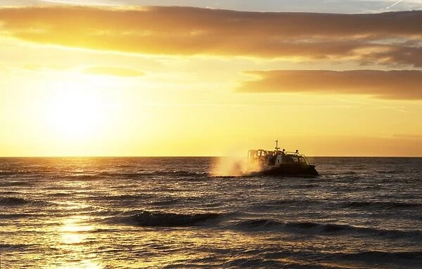 Hunstanton hovercraft The Hunstanton Flyer H-003 out on an evening training exercise. Sunset