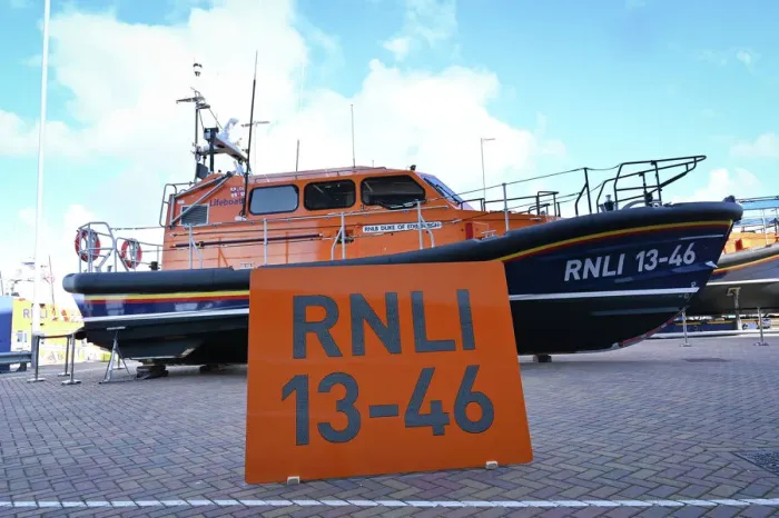 Framed Print : Launch a Memory event at the All-weather Lifeboat Centre (ALC) in Poole. Members of the public were invited to view the Wells-next-the-Sea Shannon class lifeboat Duke of Edinburgh 13-46 whilst on display at the ALC
