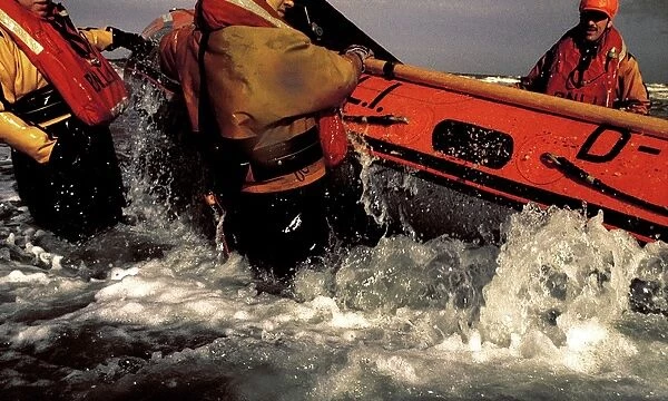 Launch of Rhyl D-class inshore lifeboat, 1991