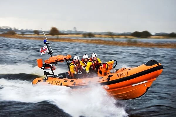 Lough Ree Atlantic 75 inshore lifeboat Dorothy Mary B-728 moving from left to right on exercise