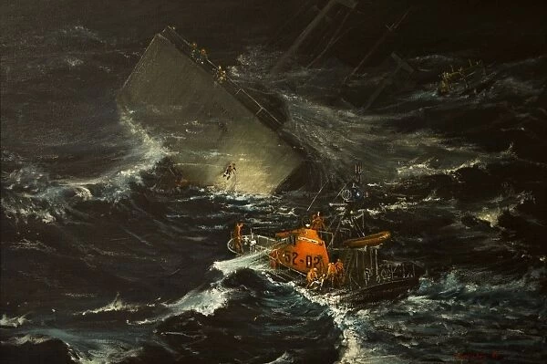 Painting of the Bonita service by the St Peter Port lifeboat