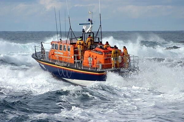 Sennen Cove Tyne class lifeboat Norman Salvesen in surf