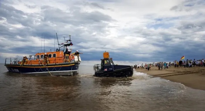 Framed Print : Skegness Mersey class lifeboat Lincolnshire Poacher being launched