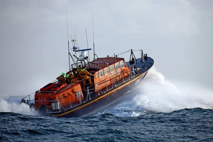 Framed Print : St Helier Tyne class lifeboat Alexander Coutanche at sea Framed Print : St Helier Tyne class lifeboat Alexander Coutanche at sea