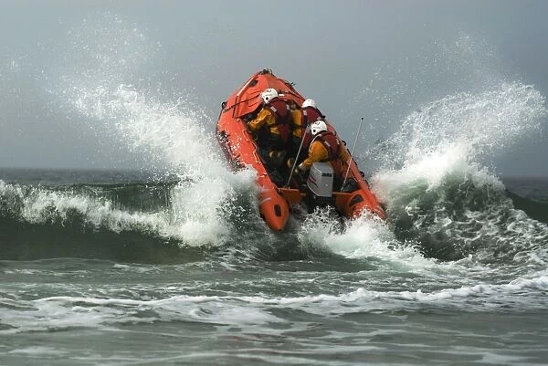 St Ives D class lifeboat in surf