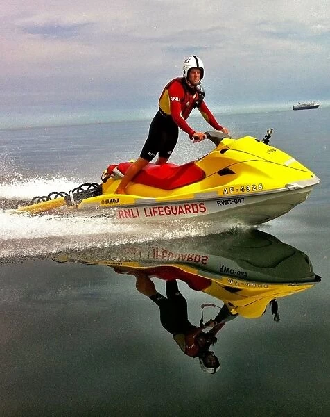 Tynemouth crew member and lifeguard Sam Nicholson onboard a rescue watercraft (RWC)