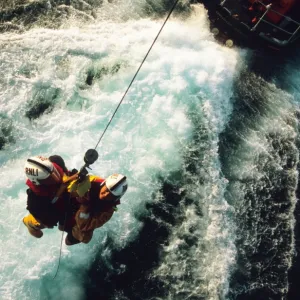 Appledore crew being winched from the lifeboat